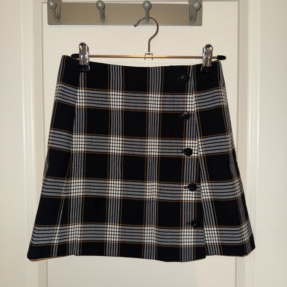 Sunday Best Dresses & Skirts - Sunday Best Black Plaid A-Line Skirt with Button Accent